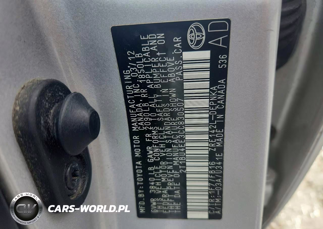 2012 Toyota Corolla Le VIN:2T1BU4EE3CC830507 - 12