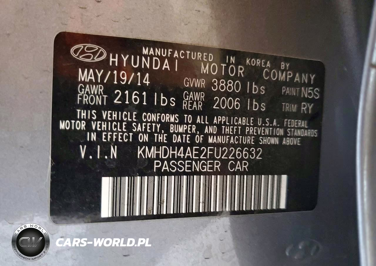 2015 Hyundai Elantra Se VIN:KMHDH4AE2FU226632 - 13