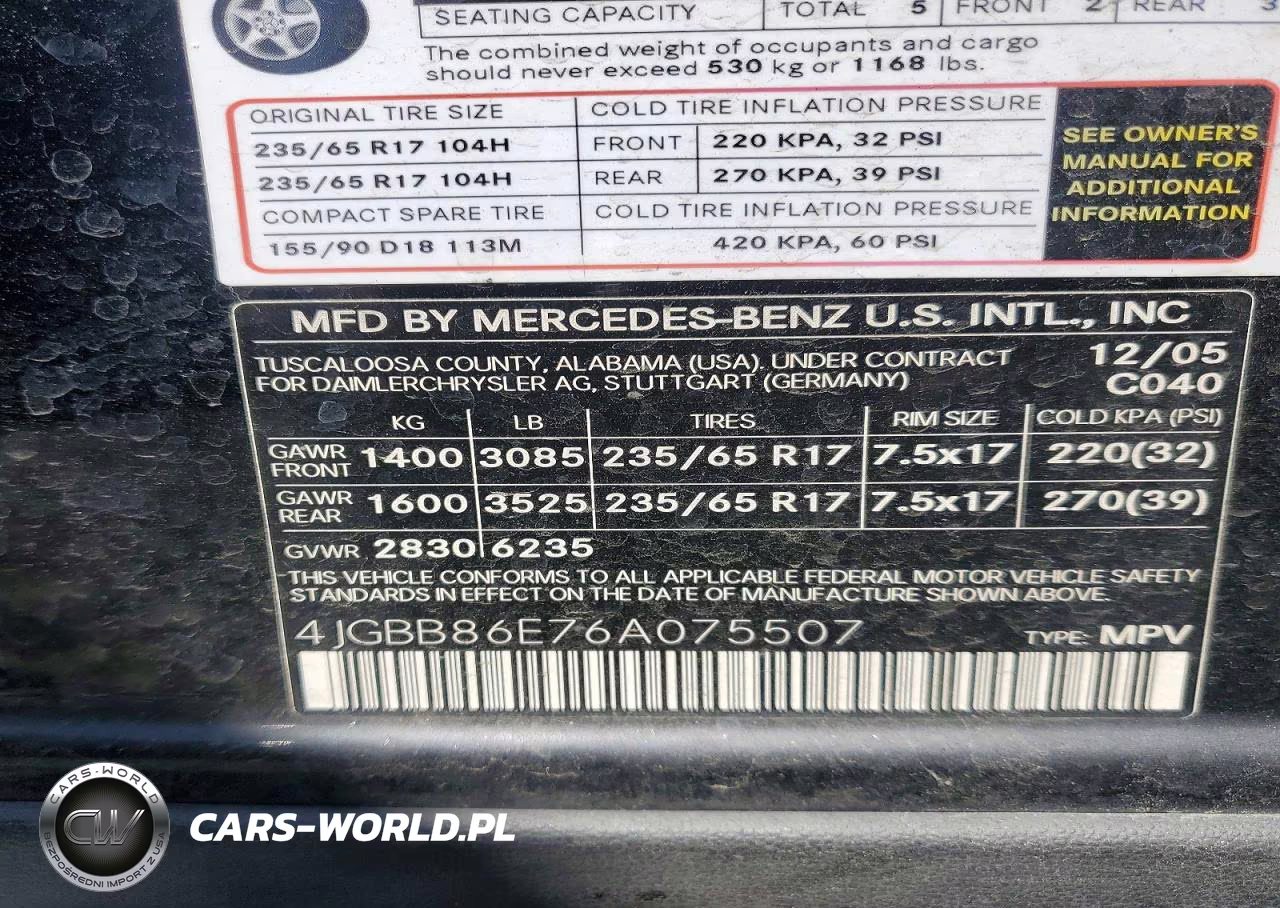 2006 Mercedes-Benz Ml 350 VIN:4JGBB86E76A075507 - 13