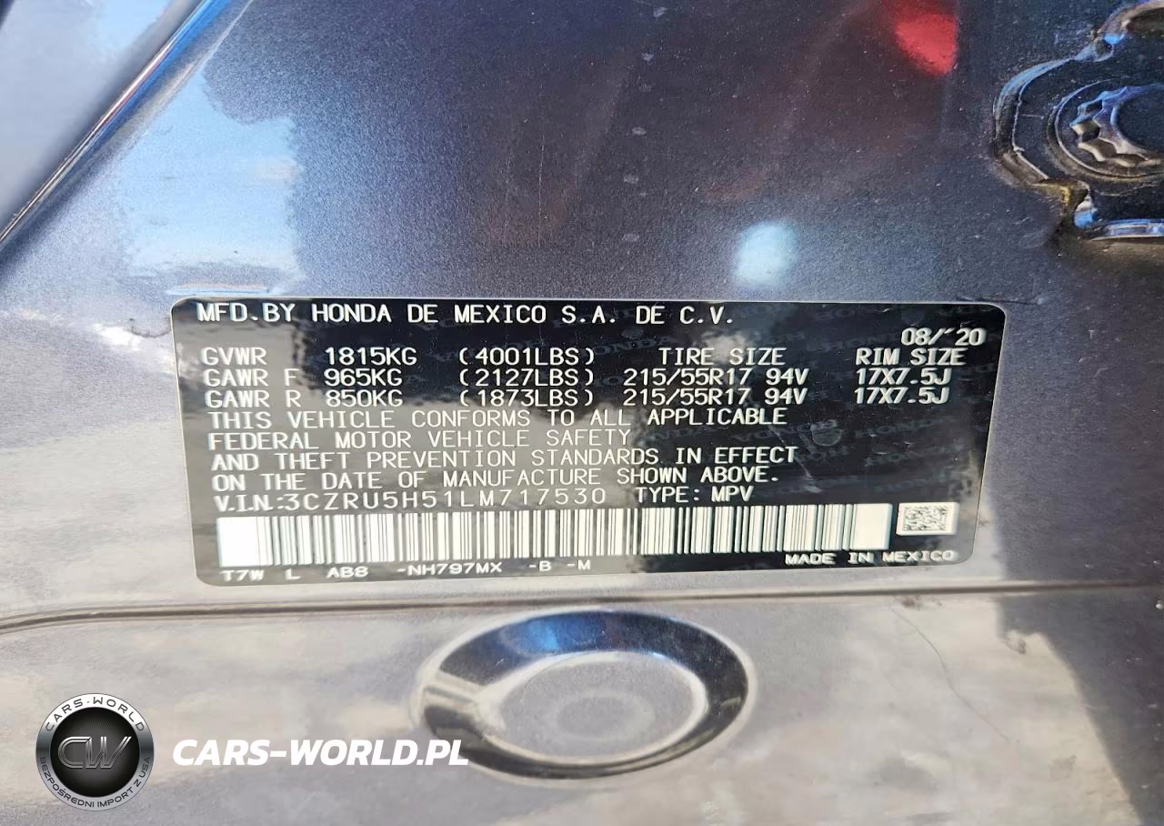 2020 Honda Hr-V Ex VIN:3CZRU5H51LM717530 - 13