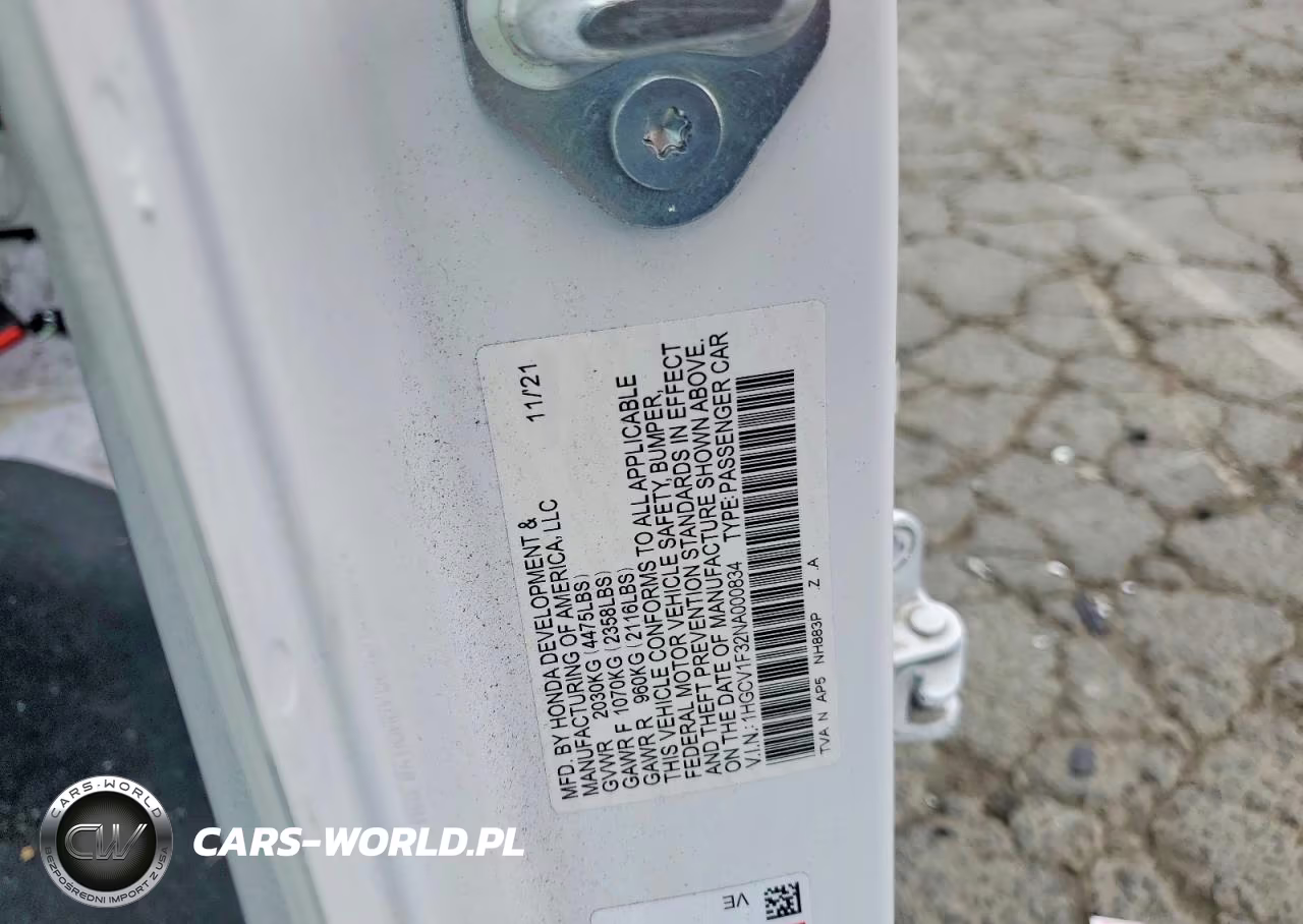 2022 Honda Accord Sport VIN:1HGCV1F32NA000834 - 12