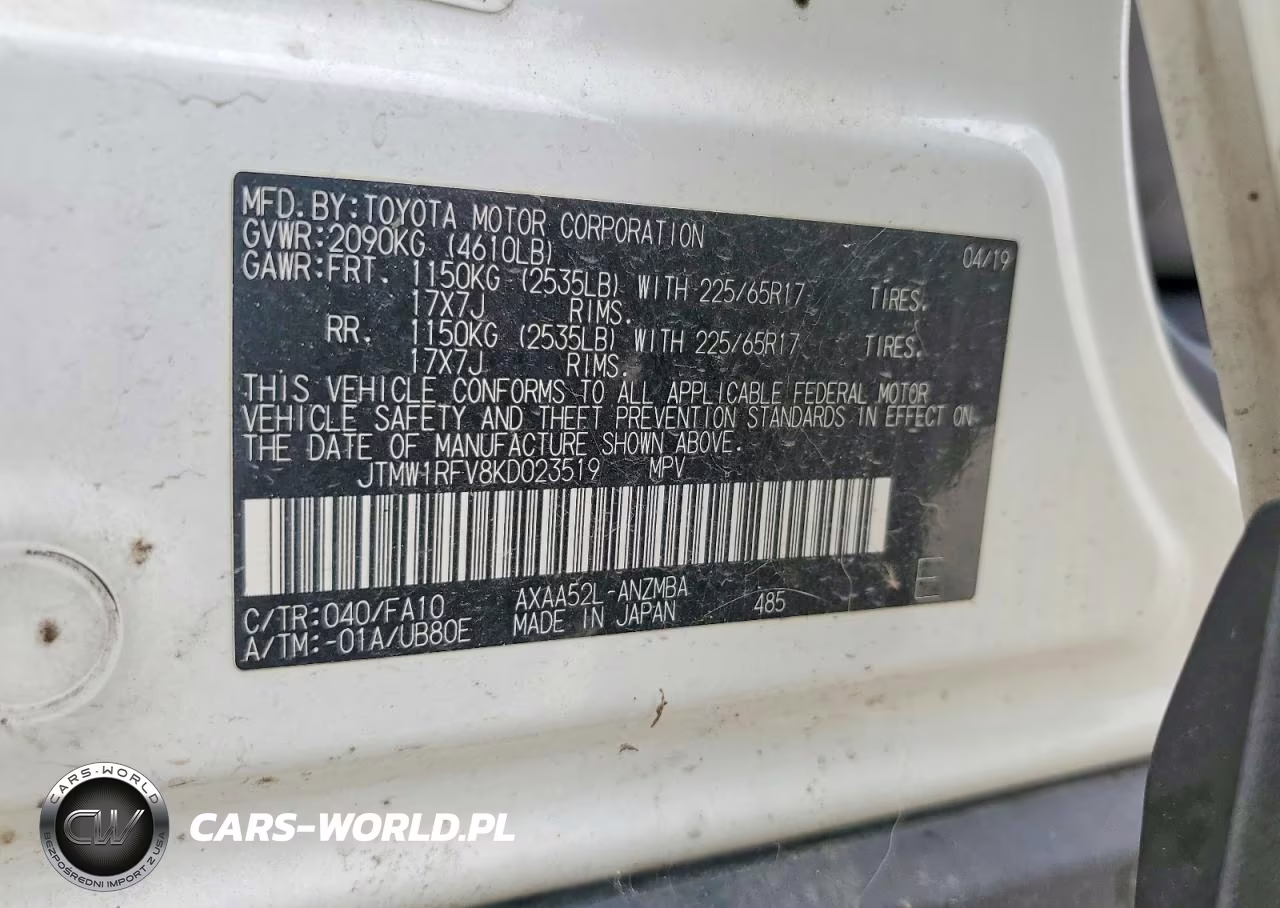 2019 Toyota Rav4 Xle VIN:JTMW1RFV8KD023519 - 13