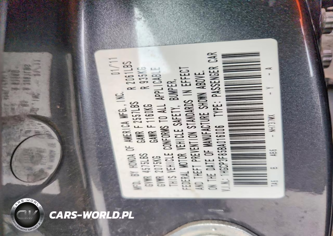 2011 Honda Accord Exl VIN:1HGCP3F85BA016006 - 12