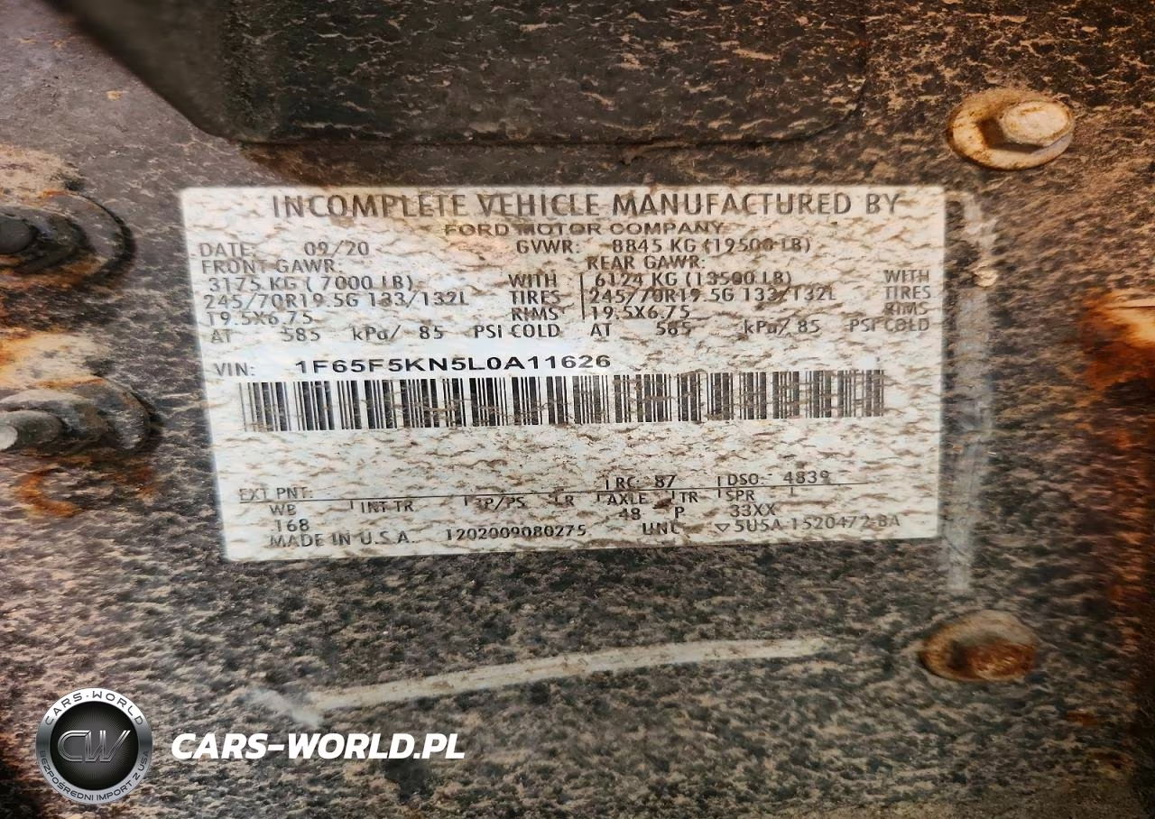 2020 Ford F59 VIN:1F65F5KN5L0A11626 - 12