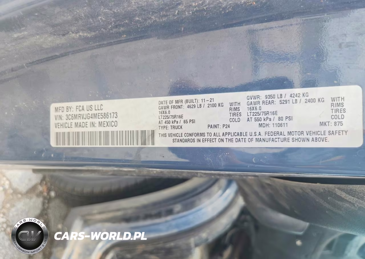 2021 Ram Promaster 3500 3500 High VIN:3C6MRVJG4ME586173 - 12