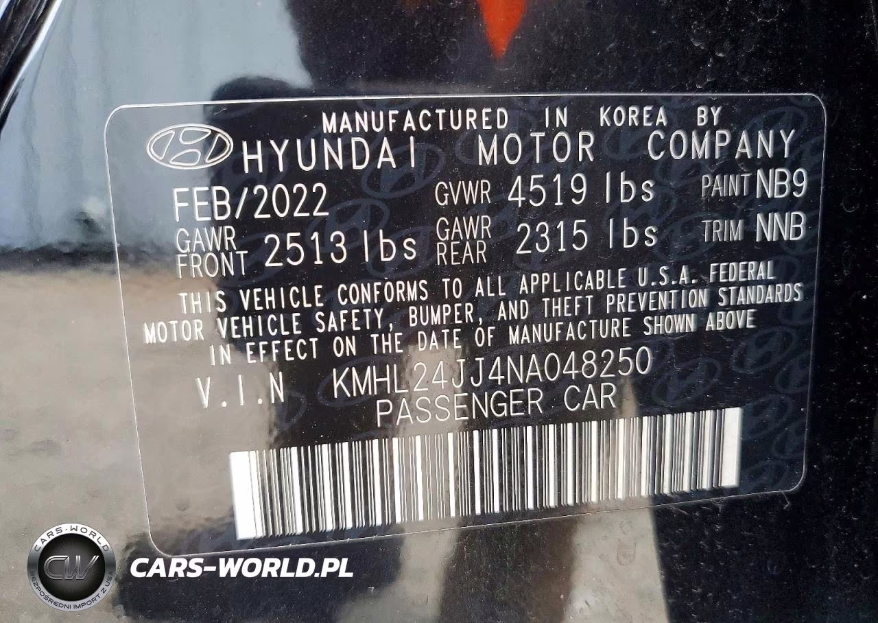 2022 Hyundai Sonata Hybrid Blue VIN:KMHL24JJ4NA048250 - 12