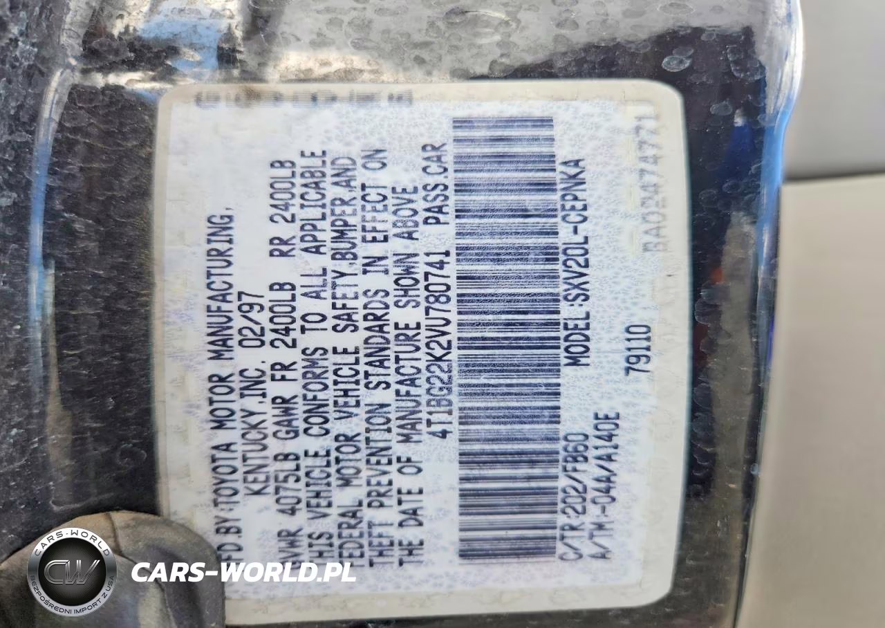 1997 Toyota Camry Le VIN:4T1BG22K2VU780741 - 12