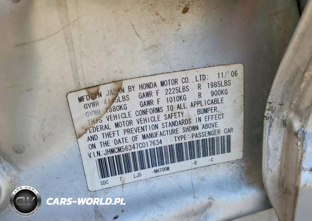 2007 Honda Accord Se VIN:JHMCM56347C017634 - 12
