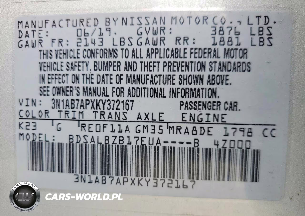 2019 Nissan Sentra S VIN:3N1AB7APXKY372167 - 12