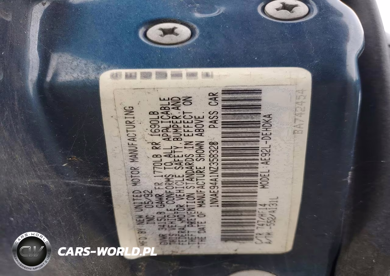 1992 Toyota Corolla VIN:1NXAE94A1NZ358328 - 12