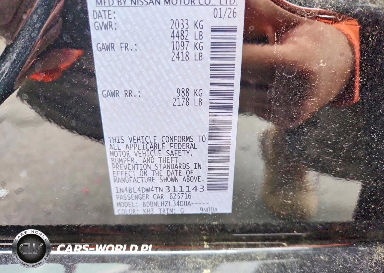 2026 Nissan Altima Sv VIN:1N4BL4DW4TN311143 - 12