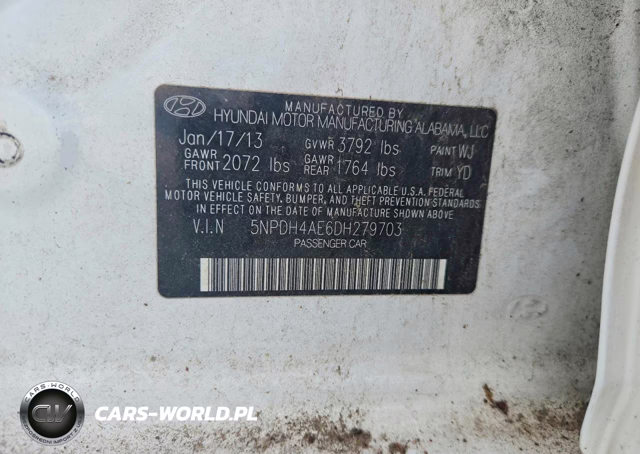 2013 Hyundai Elantra Gls VIN:5NPDH4AE6DH279703 - 13