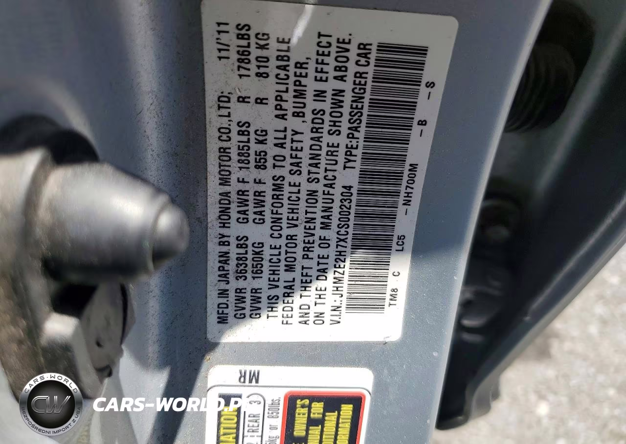 2012 Honda Insight Ex VIN:JHMZE2H7XCS002304 - 12