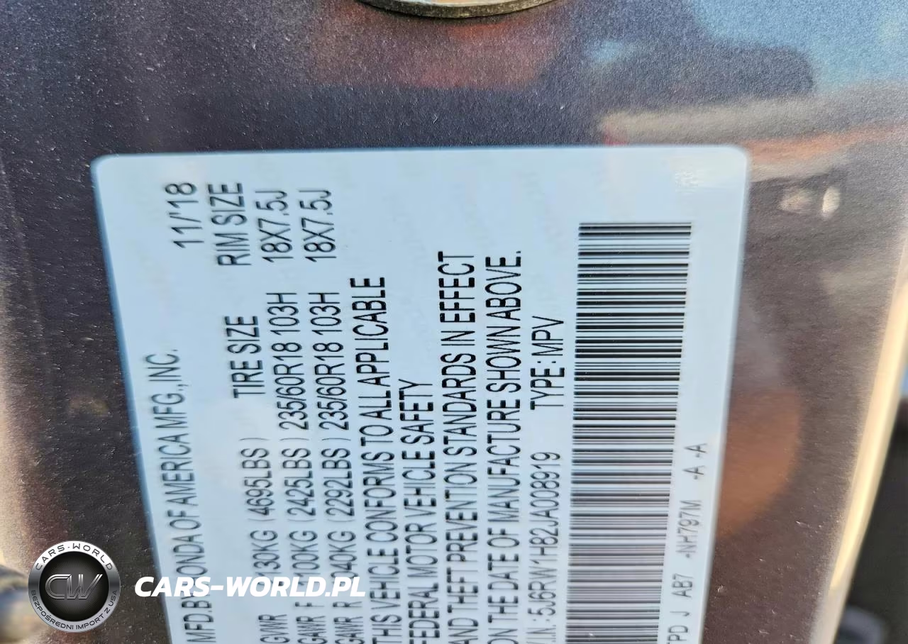 2018 Honda Cr-V Exl VIN:5J6RW1H82JA008919 - 12