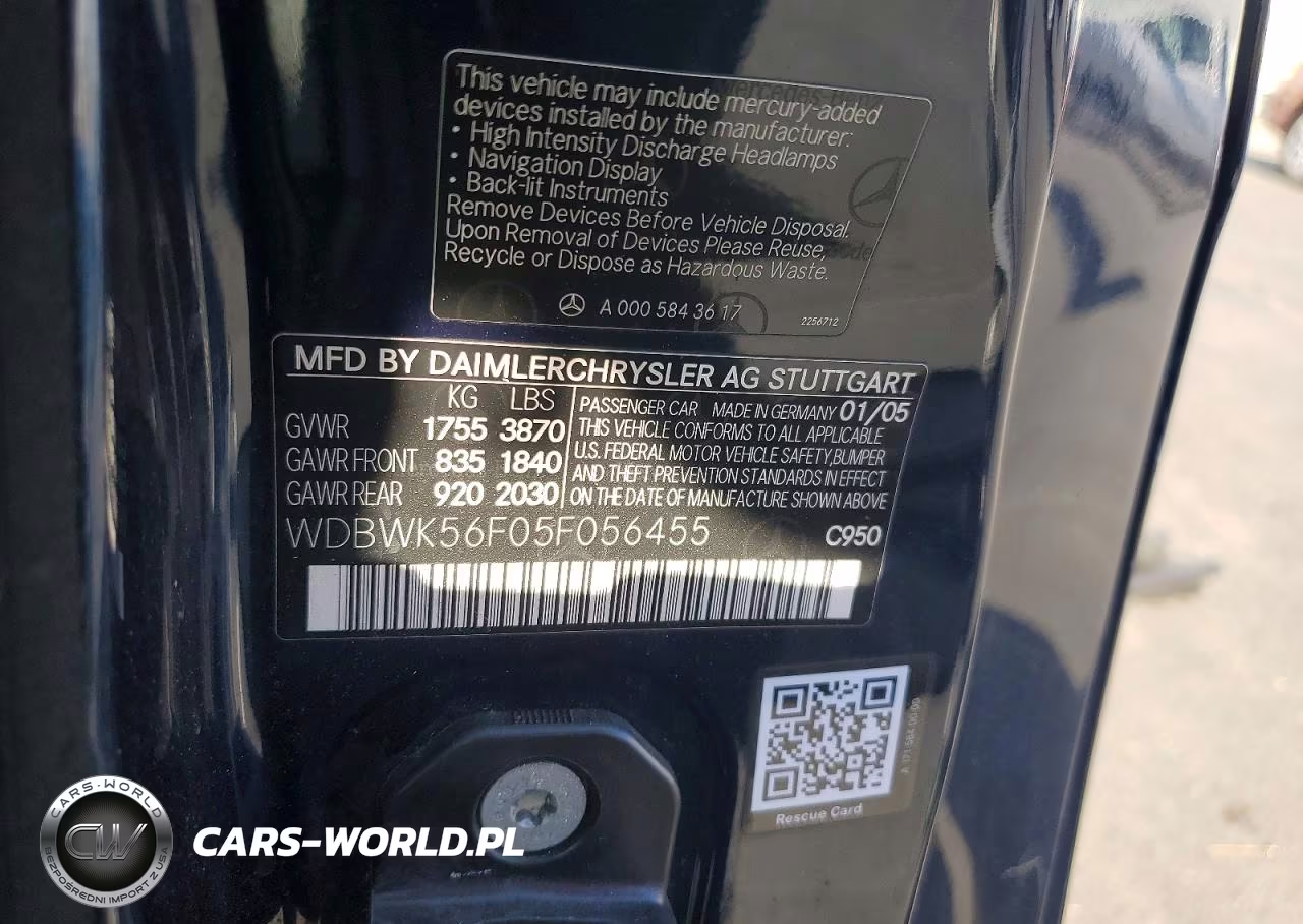 2005 Mercedes-Benz Slk 350 VIN:WDBWK56F05F056455 - 12