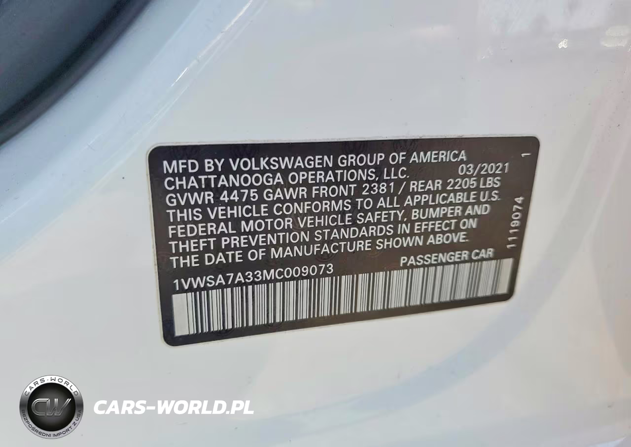 2021 Volkswagen Passat Se VIN:1VWSA7A33MC009073 - 12