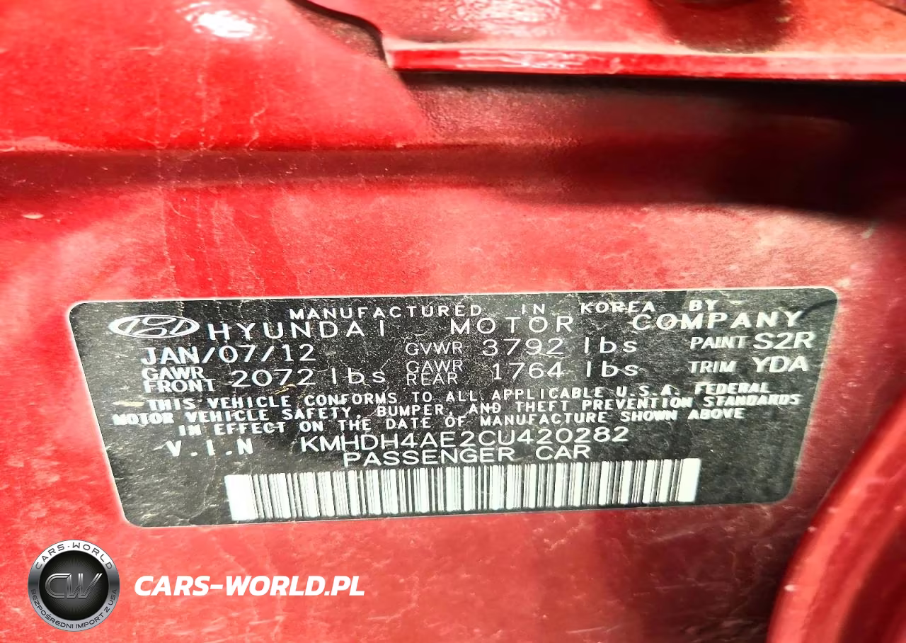 2012 Hyundai Elantra Gls (Ulsan Plant) VIN:KMHDH4AE2CU420282 - 13