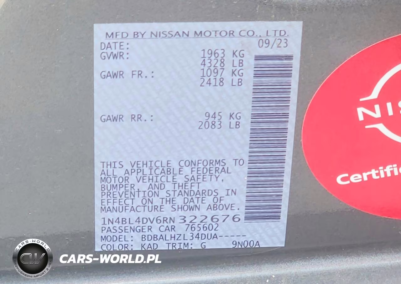 2024 Nissan Altima Sv VIN:1N4BL4DV6RN322676 - 12