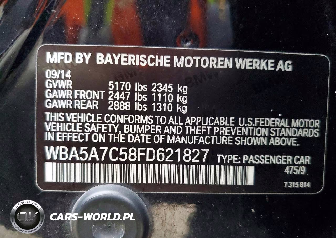 2015 BMW 528 Xi VIN:WBA5A7C58FD621827 - 12