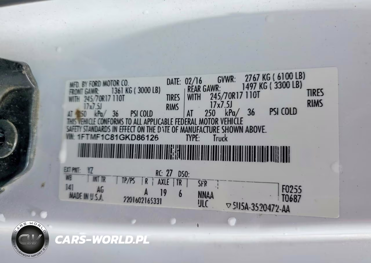 2016 Ford F150 VIN:1FTMF1C81GKD86126 - 12