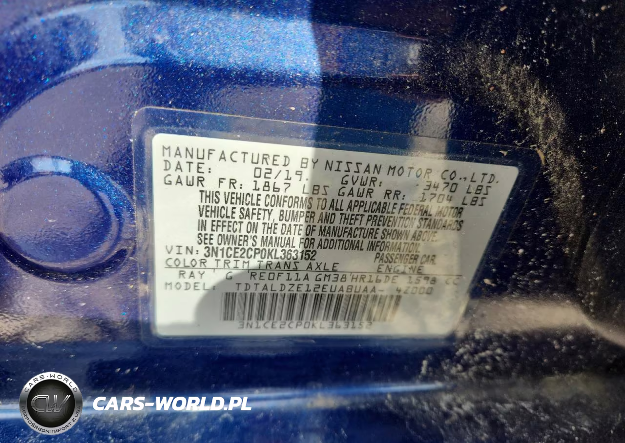 2019 Nissan Versa Note Sv VIN:3N1CE2CP0KL363152 - 12