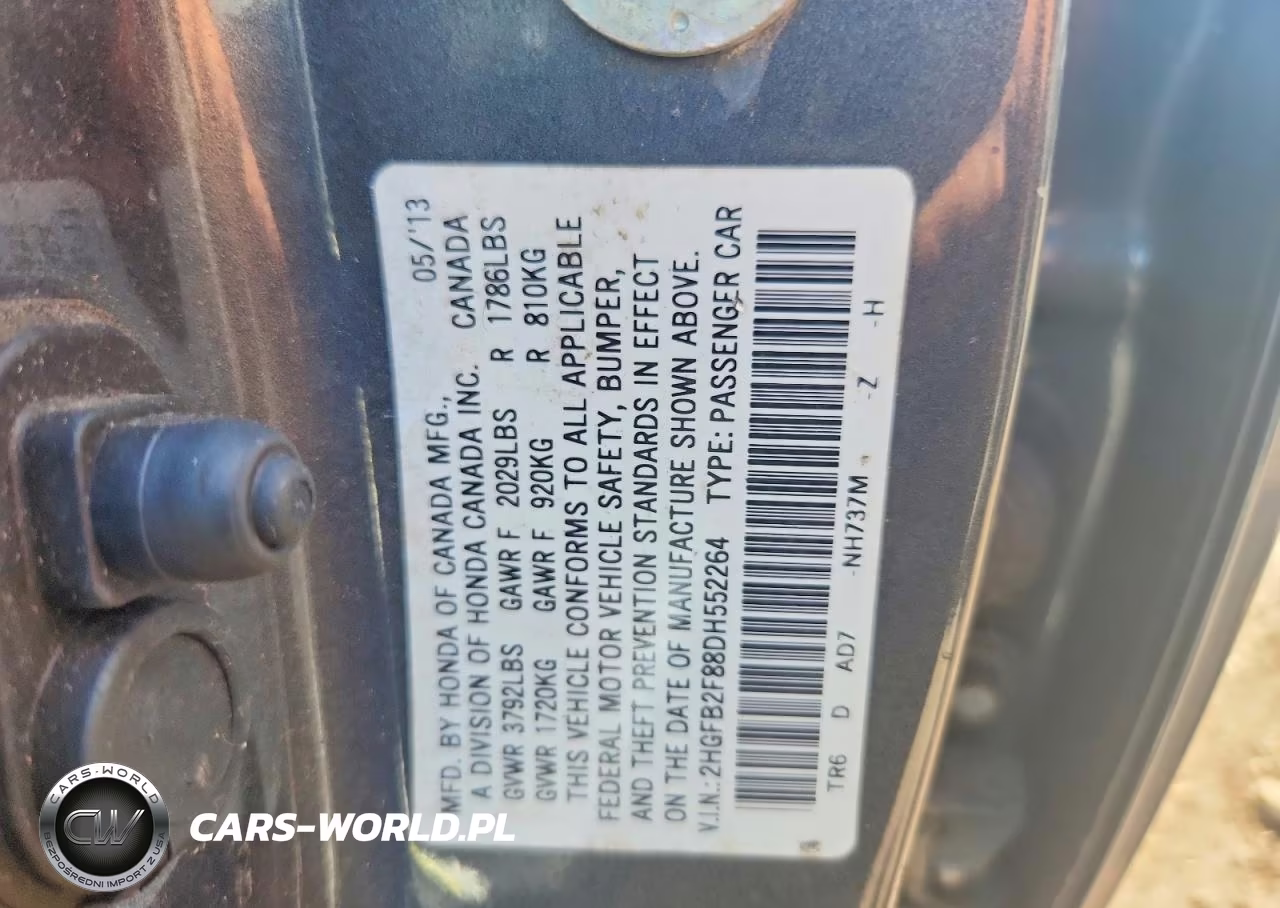 2013 Honda Civic Ex VIN:2HGFB2F88DH552264 - 12