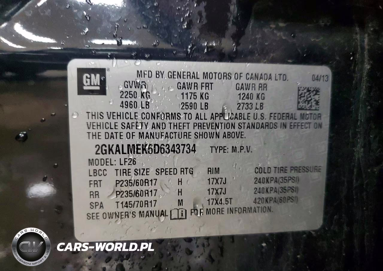 2013 GMC Terrain Sle VIN:2GKALMEK6D6343734 - 13