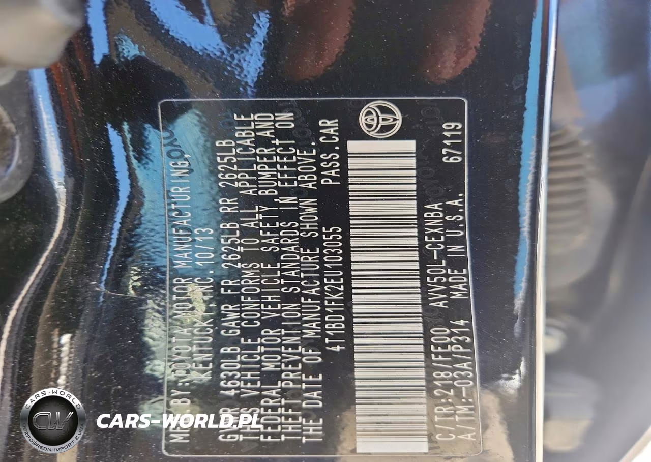 2014 Toyota Camry Hybrid Le VIN:4T1BD1FK2EU103055 - 13