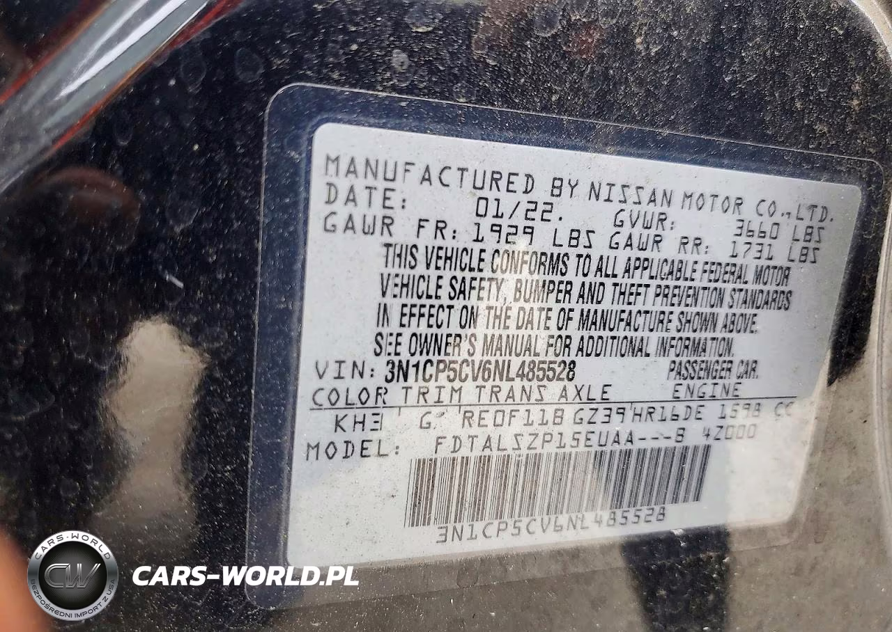 2022 Nissan Kicks Sv VIN:3N1CP5CV6NL485528 - 13