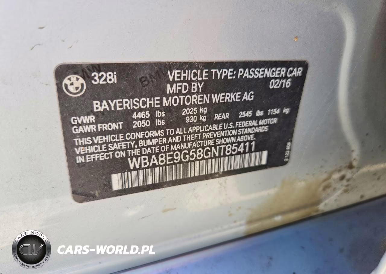 2016 BMW 328 I Sulev VIN:WBA8E9G58GNT85411 - 12