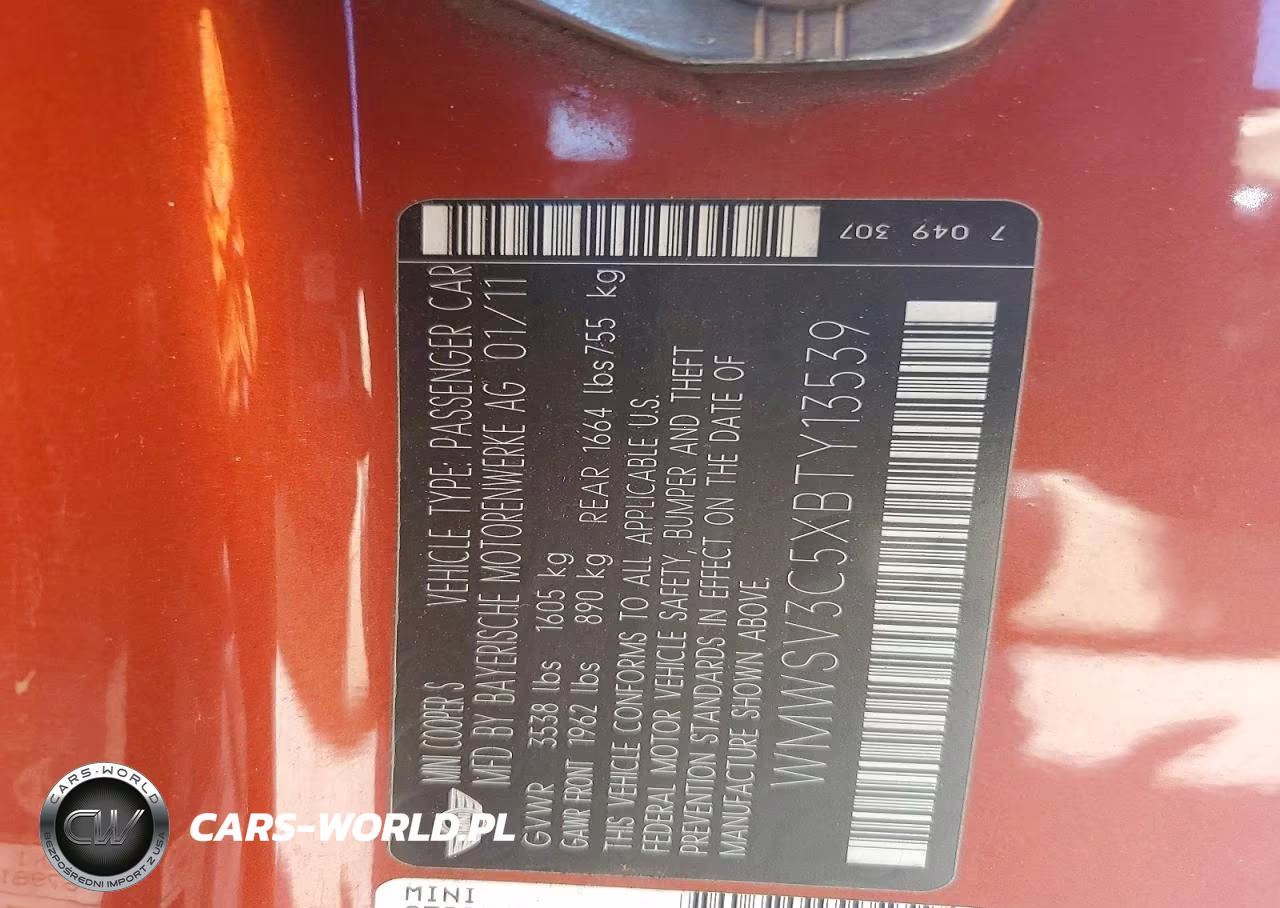2011 Mini Cooper S VIN:WMWSV3C5XBTY13539 - 13