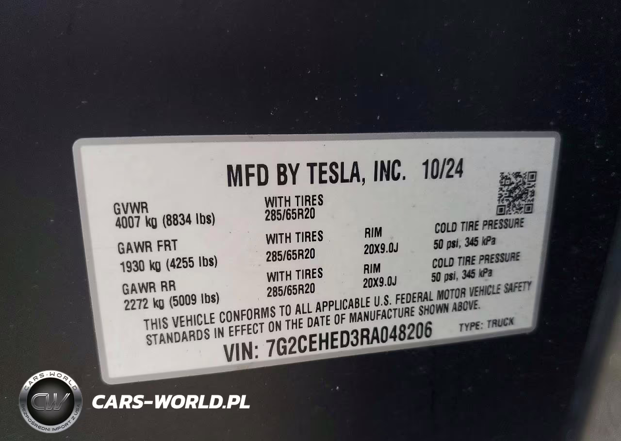 2024 Tesla Cybertruck VIN:7G2CEHED3RA048206 - 12