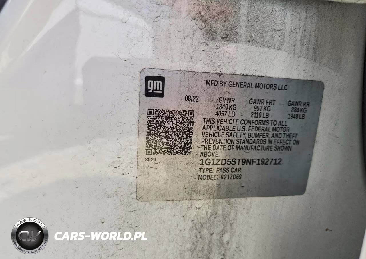 2022 Chevrolet Malibu Lt VIN:1G1ZD5ST9NF192712 - 12