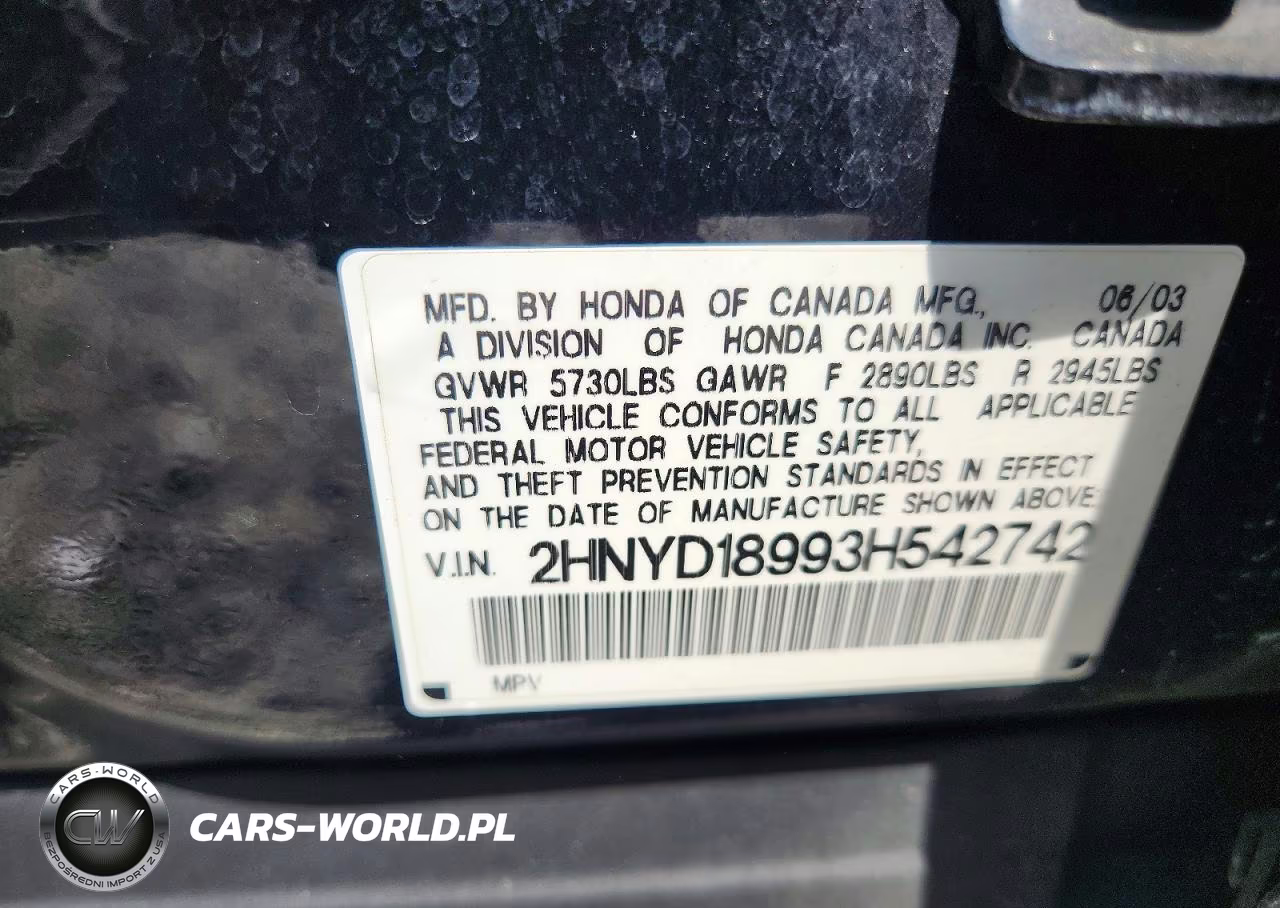 2003 Acura Mdx Touring VIN:2HNYD18993H542742 - 14