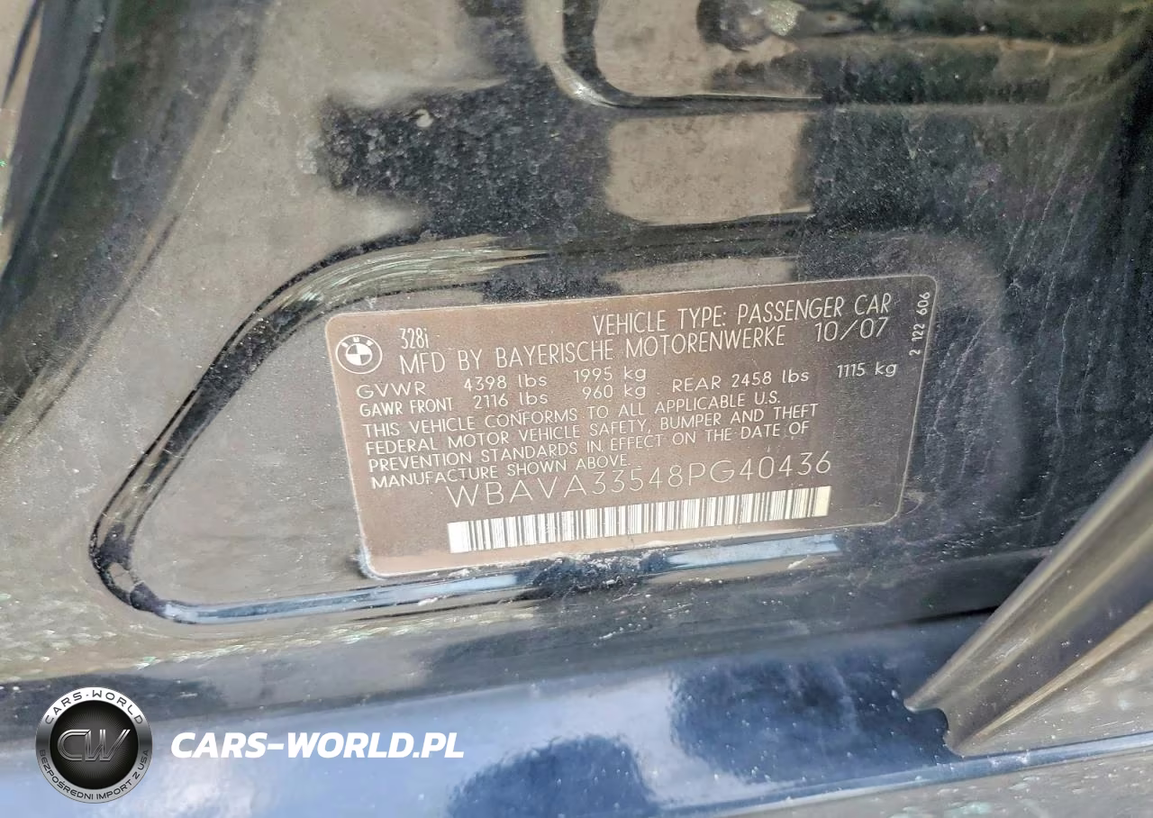 2008 BMW 328 I VIN:WBAVA33548PG40436 - 13