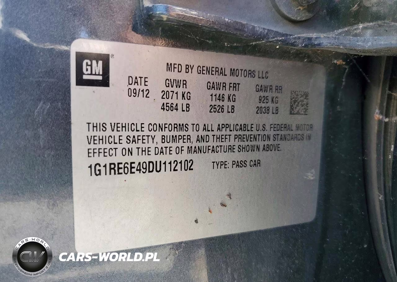 2013 Chevrolet Volt VIN:1G1RE6E49DU112102 - 12