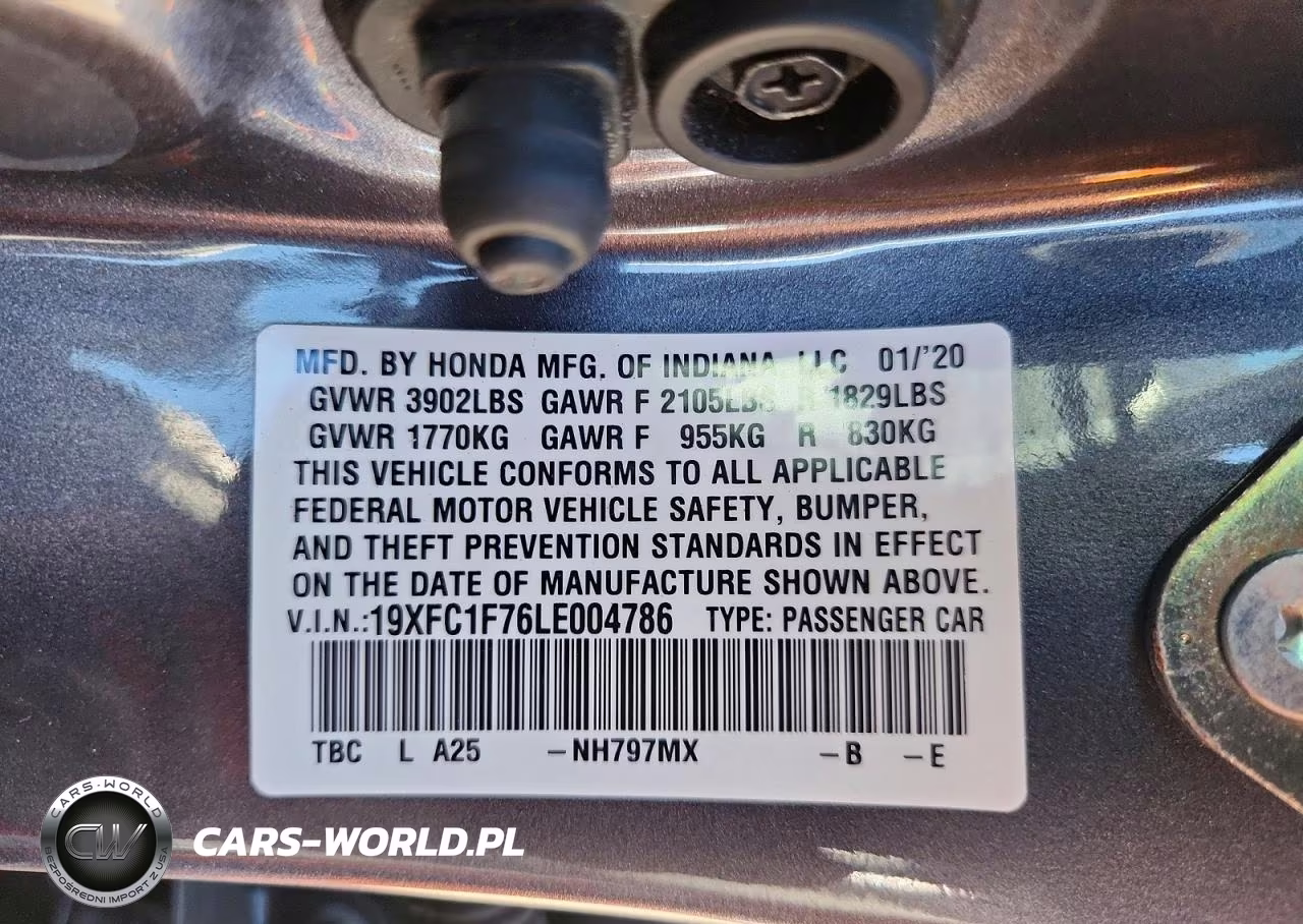 2020 Honda Civic Exl VIN:19XFC1F76LE004786 - 12