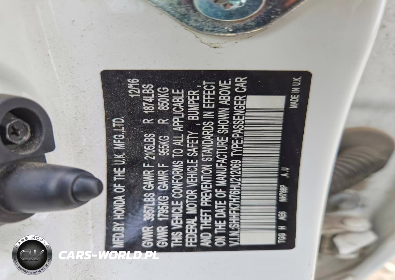 2017 Honda Civic Exl VIN:SHHFK7H76HU212069 - 12