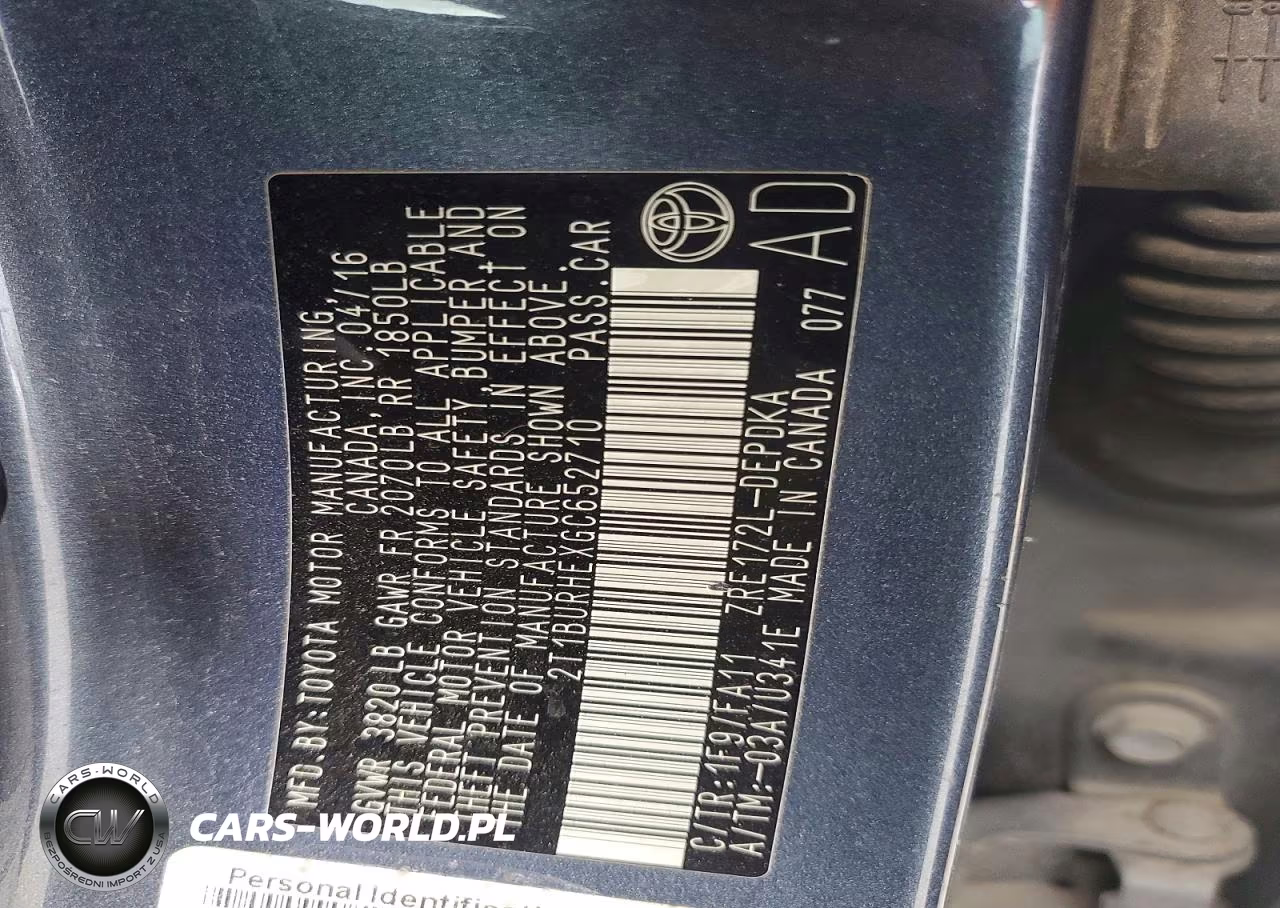 2016 Toyota Corolla L VIN:2T1BURHEXGC652710 - 12