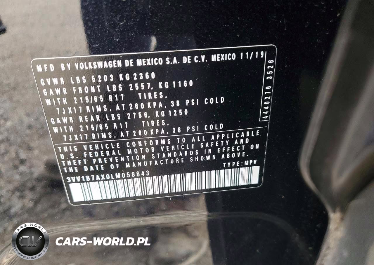 2020 Volkswagen Tiguan S VIN:3VV1B7AX0LM058843 - 12