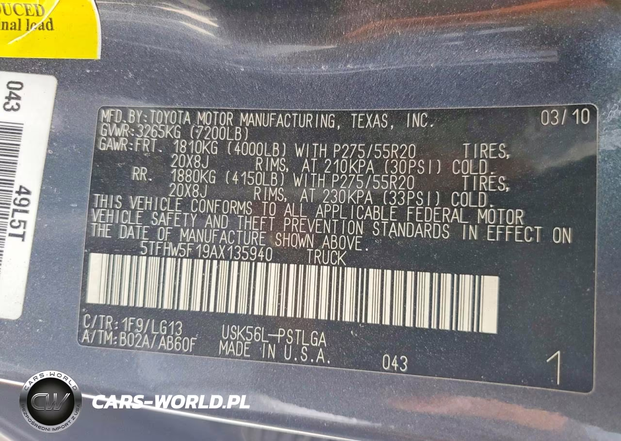 2010 Toyota Tundra Crewmax Limited VIN:5TFHW5F19AX135940 - 12