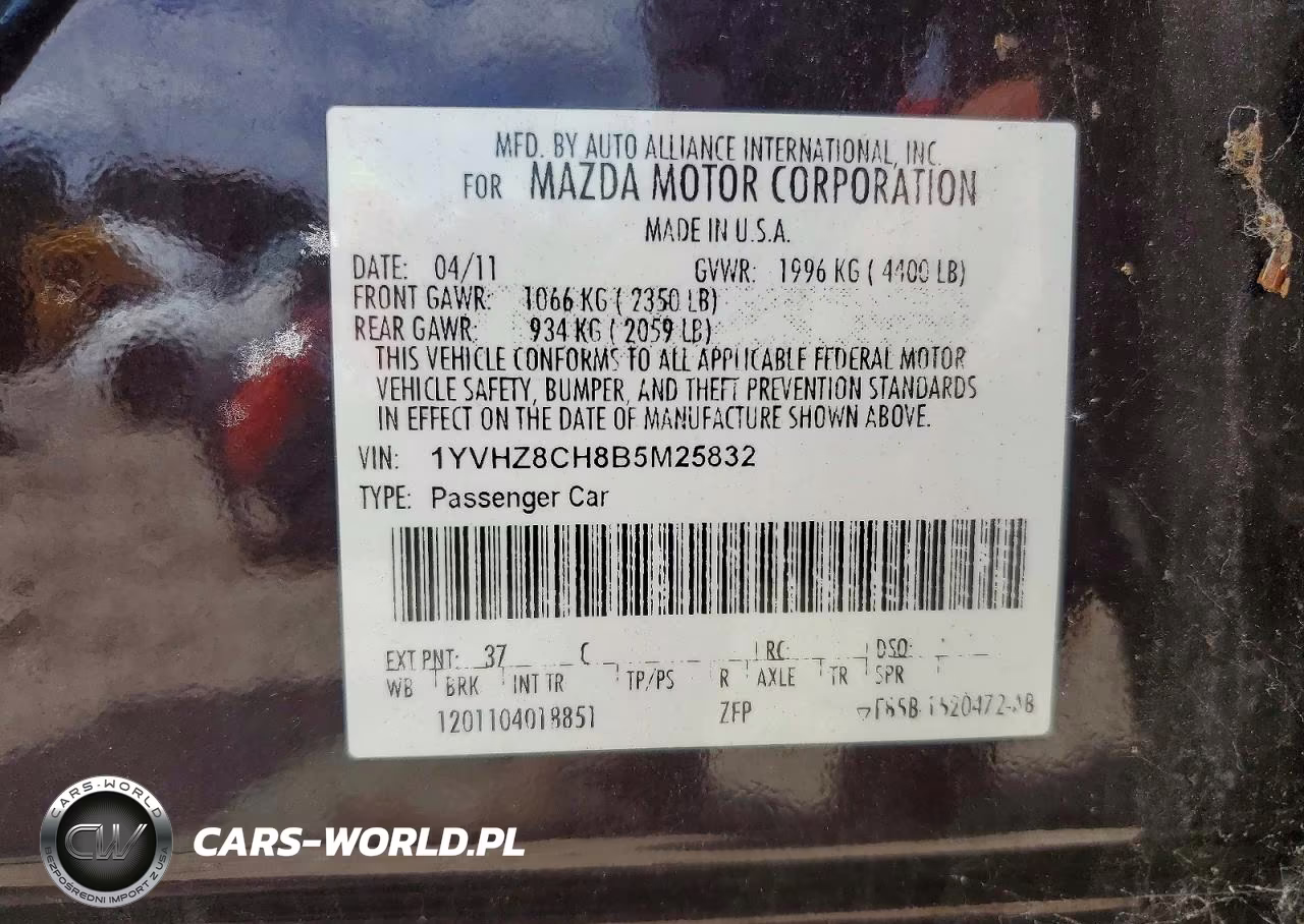 2011 Mazd Mazda6 VIN:1YVHZ8CH8B5M25832 - 12