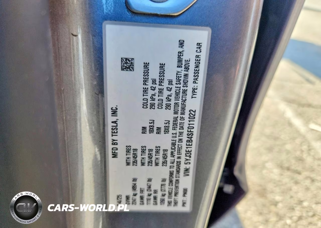 2025 Tesla Model 3 VIN:5YJ3E1EB4SF011022 - 12