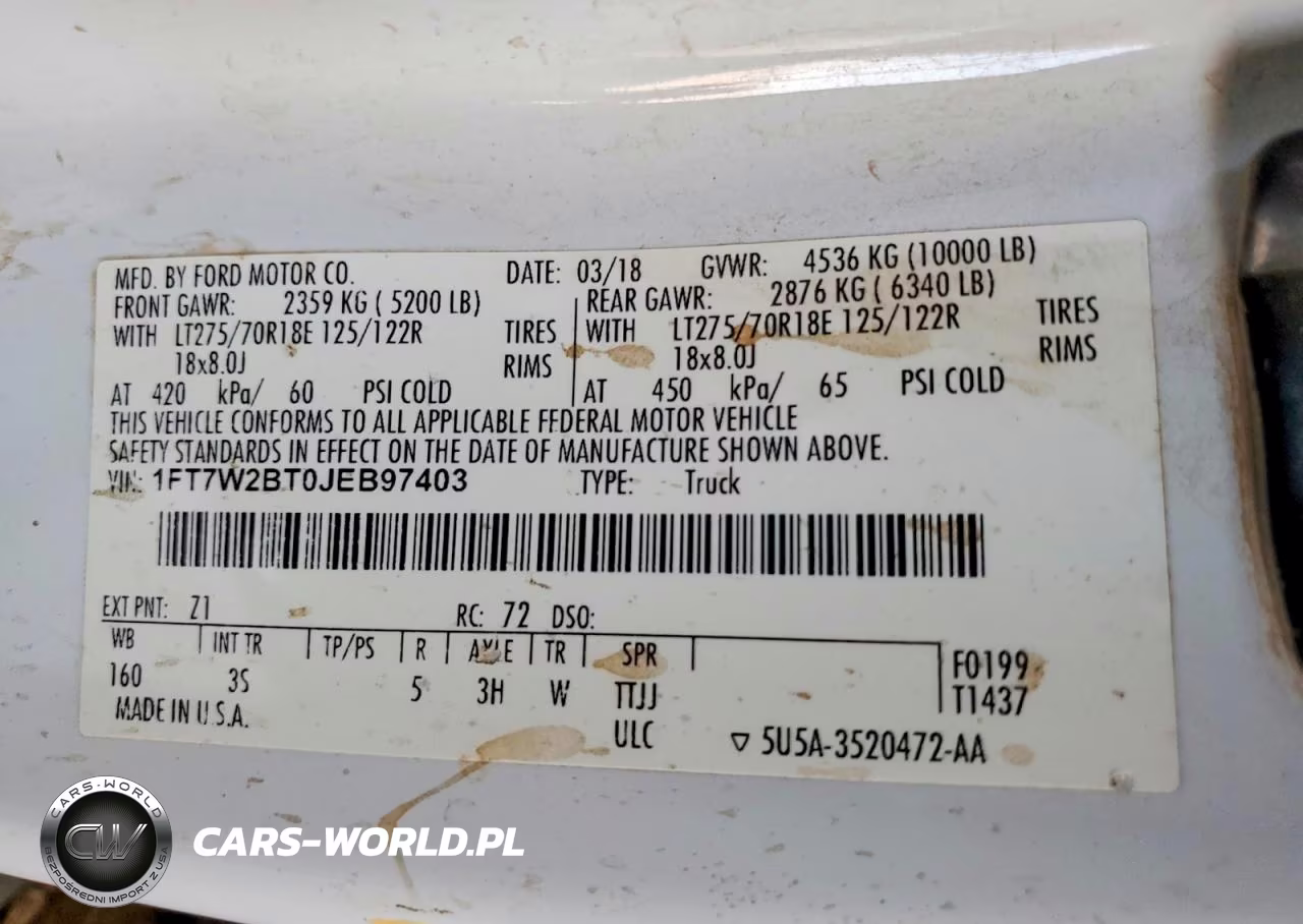 2018 Ford F250 Super Duty VIN:1FT7W2BT0JEB97403 - 12