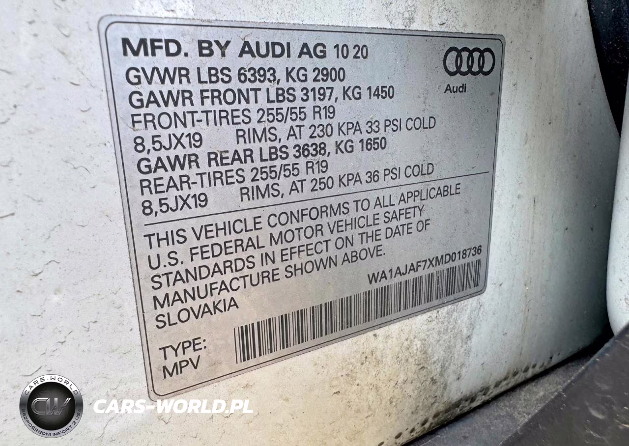 2021 Audi Q7 Premium VIN:WA1AJAF7XMD018736 - 10