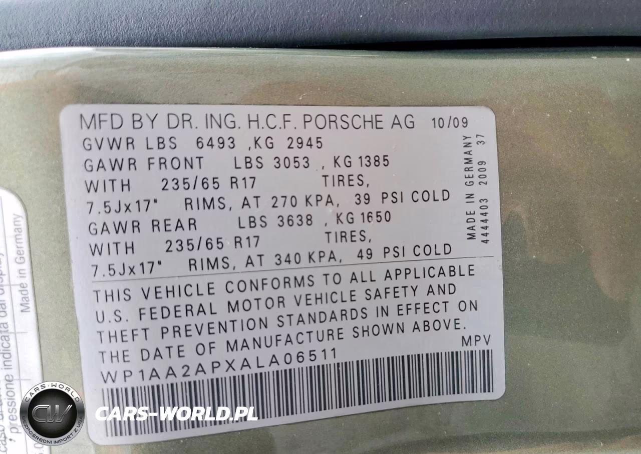 2010 Porsche Cayenne VIN:WP1AA2APXALA06511 - 12