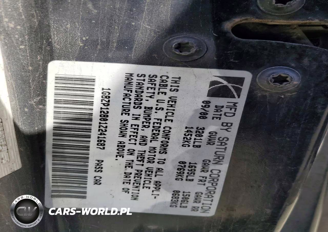 2001 Saturn Sc1 VIN:1G8ZP12801Z241687 - 12
