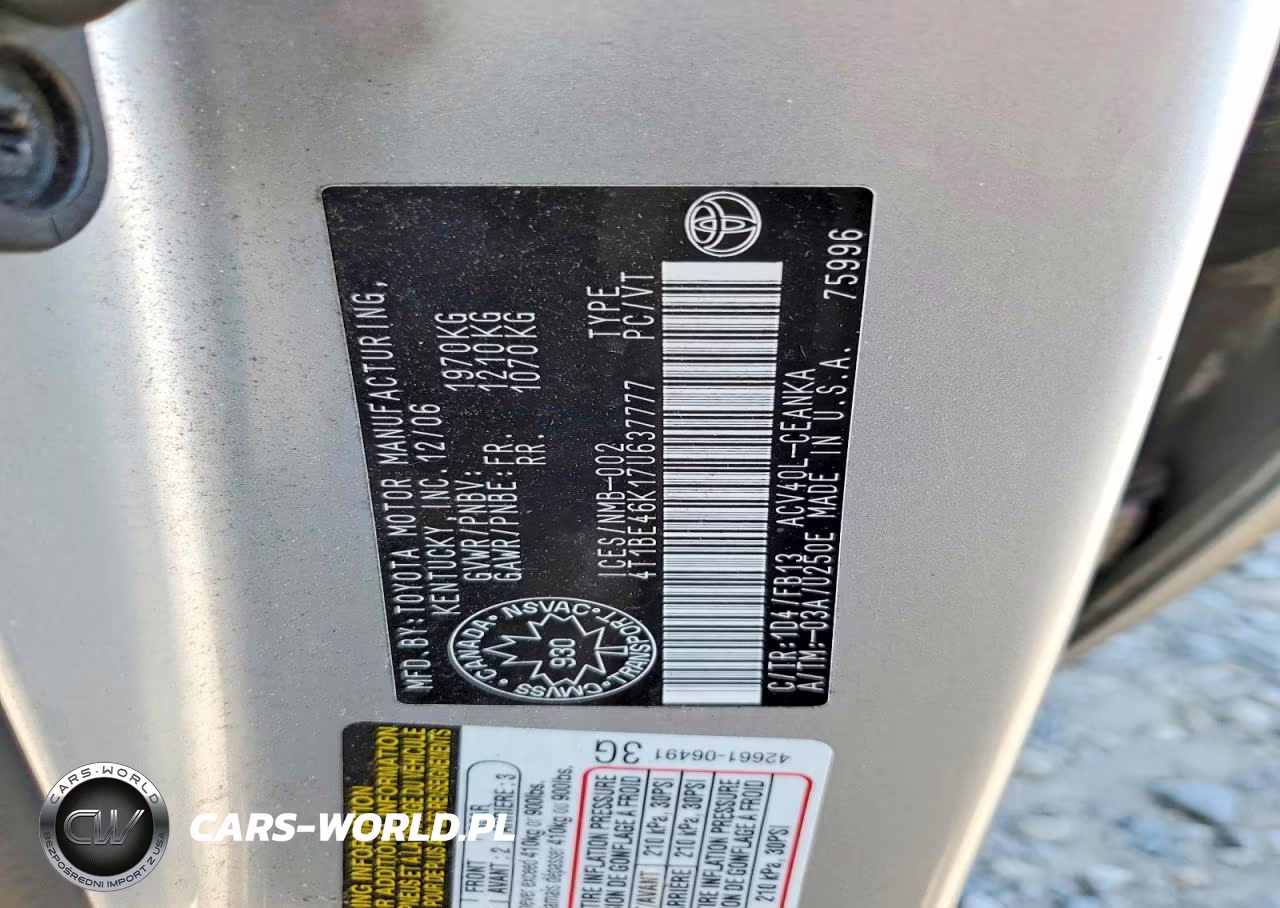 2007 Toyota Camry Ce VIN:4T1BE46K17U637777 - 12