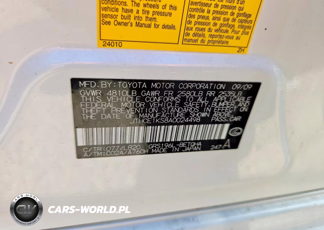 2010 Lexus Gs 350 VIN:JTHCE1KS8A0024498 - 12
