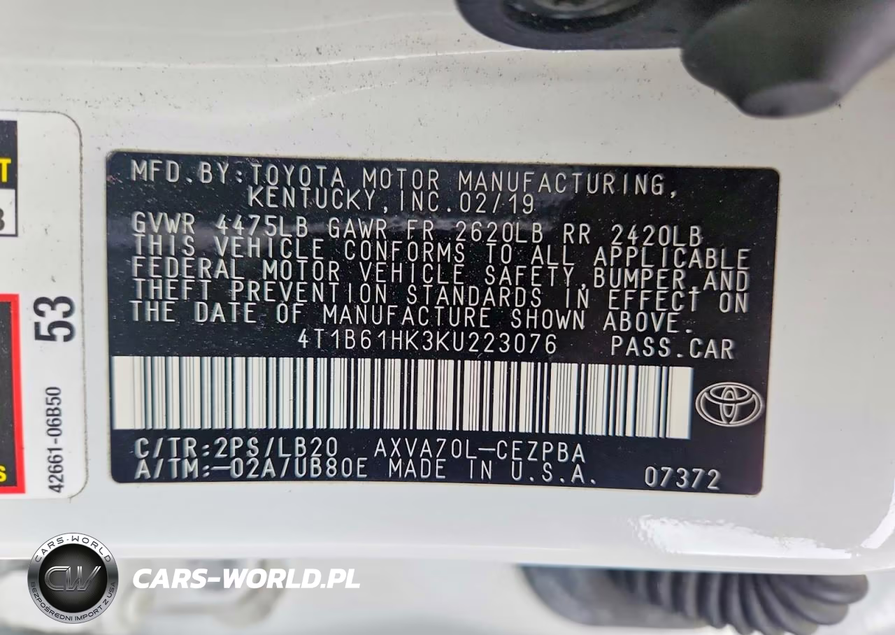 2019 Toyota Camry Xse VIN:4T1B61HK3KU223076 - 12
